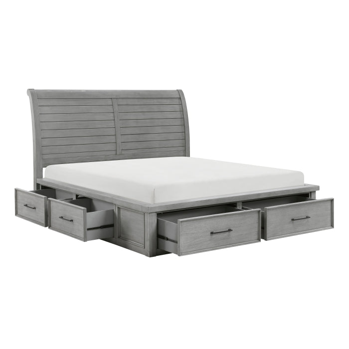 Logandale Gray Queen Platform Bed With Storage Footboard And Side Rails