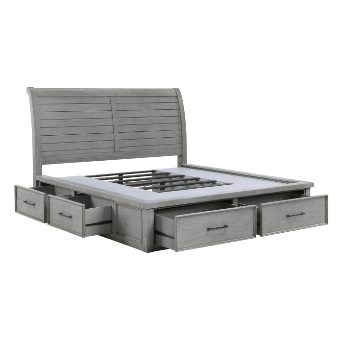 Logandale Gray Queen Platform Bed With Storage Footboard And Side Rails
