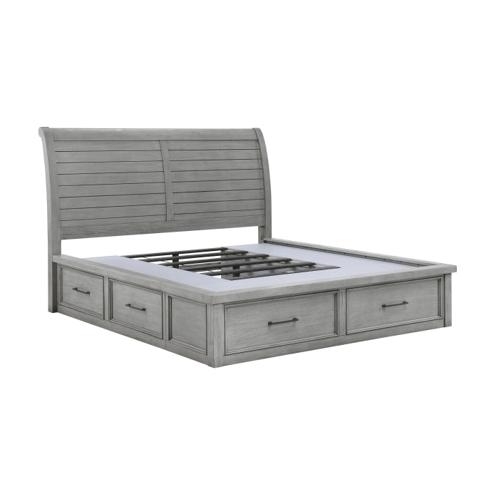 Logandale Gray Queen Platform Bed With Storage Footboard And Side Rails