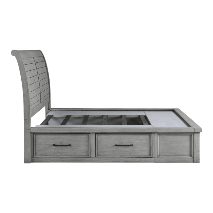 Logandale Gray Queen Platform Bed With Storage Footboard And Side Rails