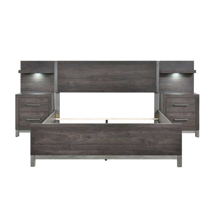 Zephyr Gray Full Wall Bed 5pc Bedroom Set
