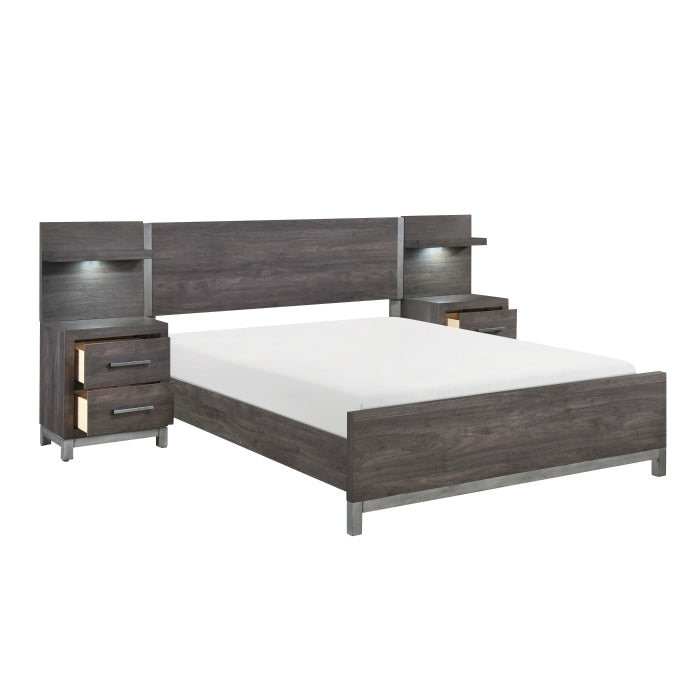 Zephyr Gray Queen Wall Bed 5pc Bedroom Set
