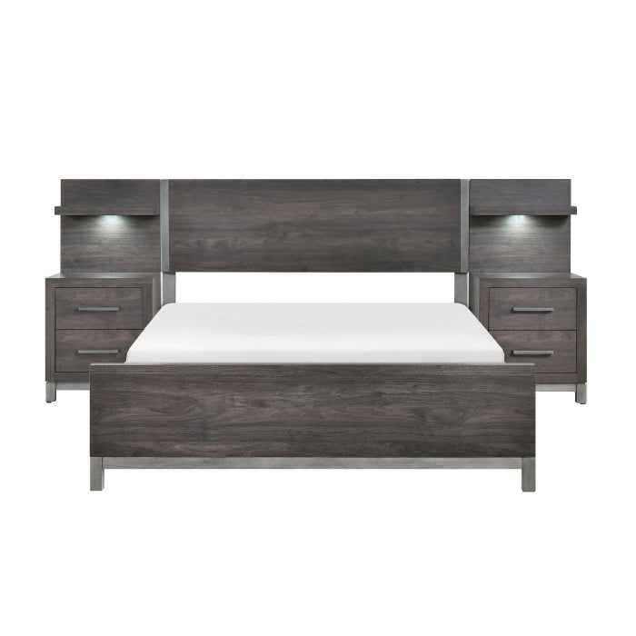 Zephyr Gray Full Wall Bed 5pc Bedroom Set