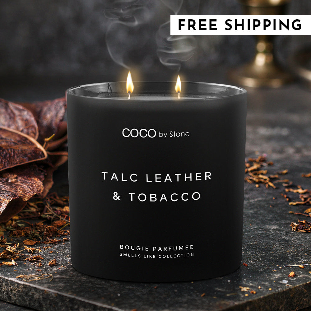 15oz Smells Like Talc Leather & Tobacco Candle - Ornate Home