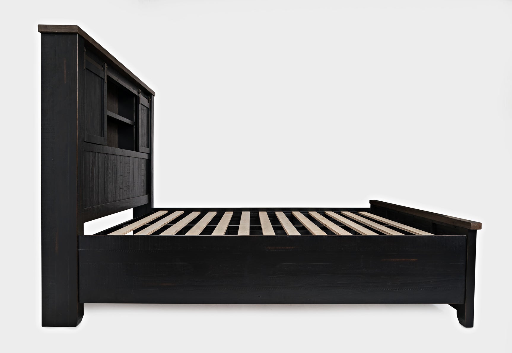 Madison County Vintage Black King Barn Door Bed