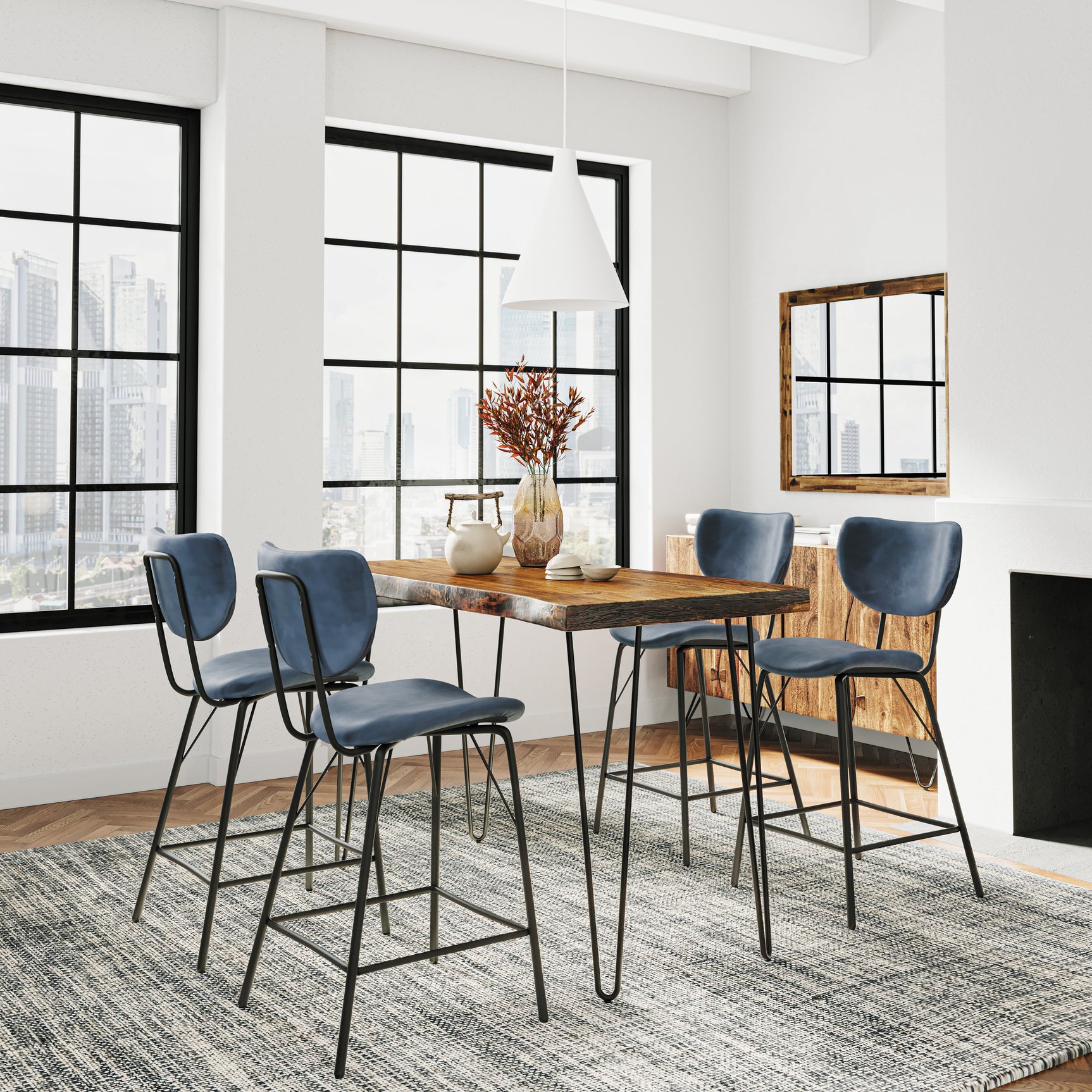 Nature's Edge Light Chestnut/Slate Counter Dining Table w/ 4 Stools