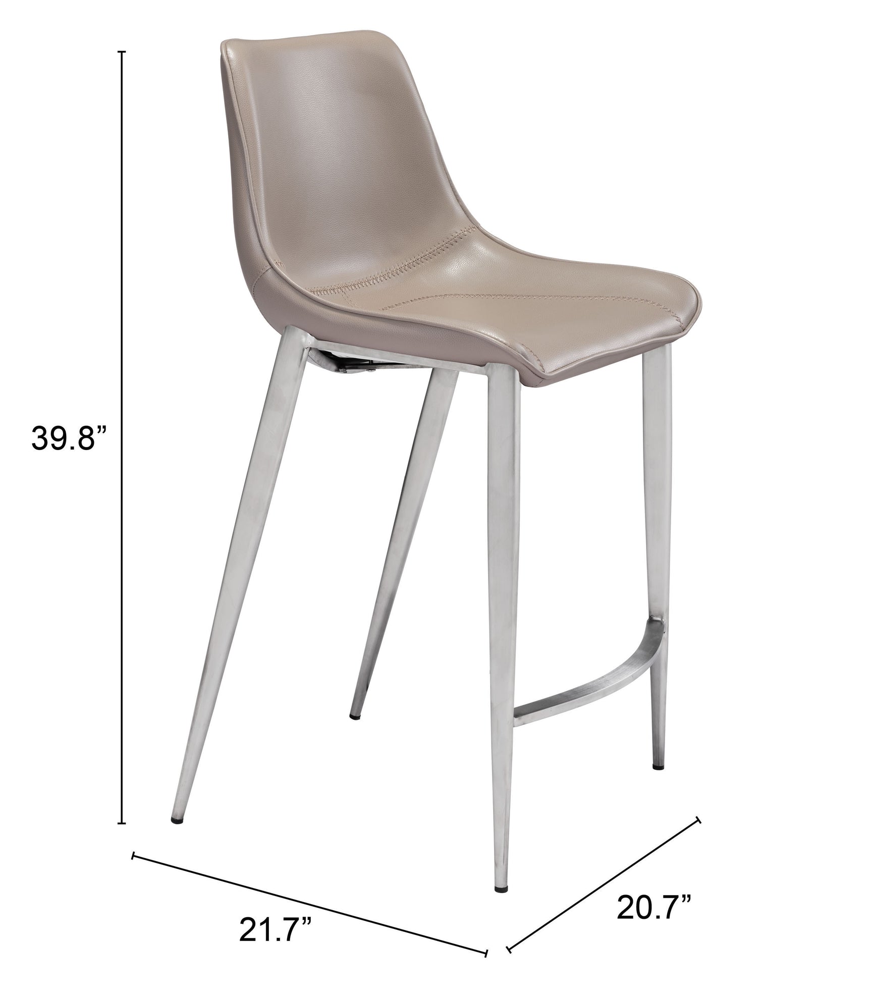 Magnus Brown & Silver Counter Stool (Set of 2)