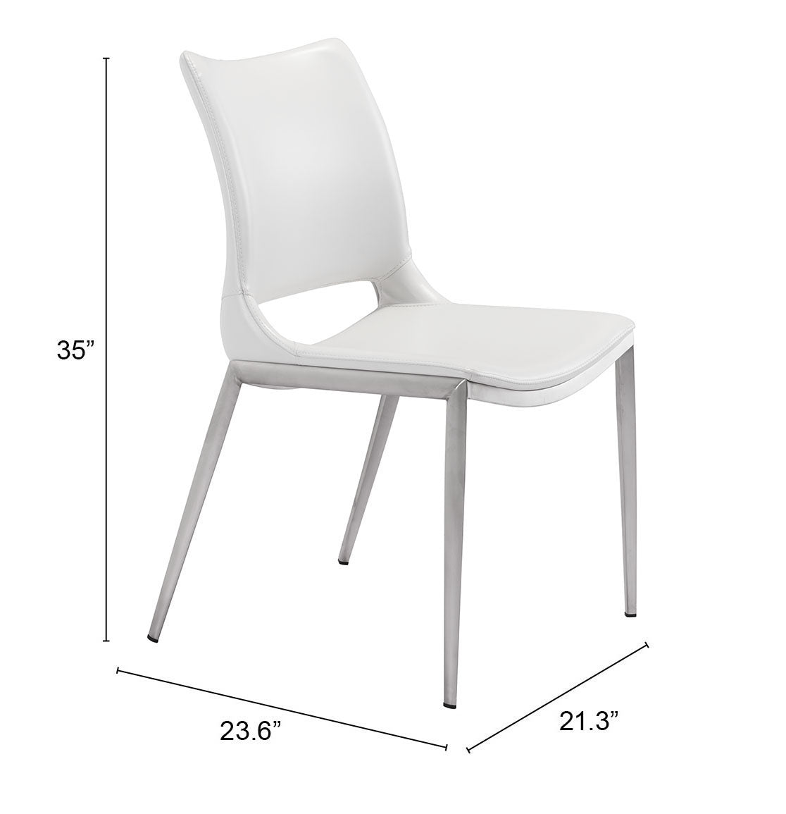 Ace White & Silver Dining Chair (Set of 2)