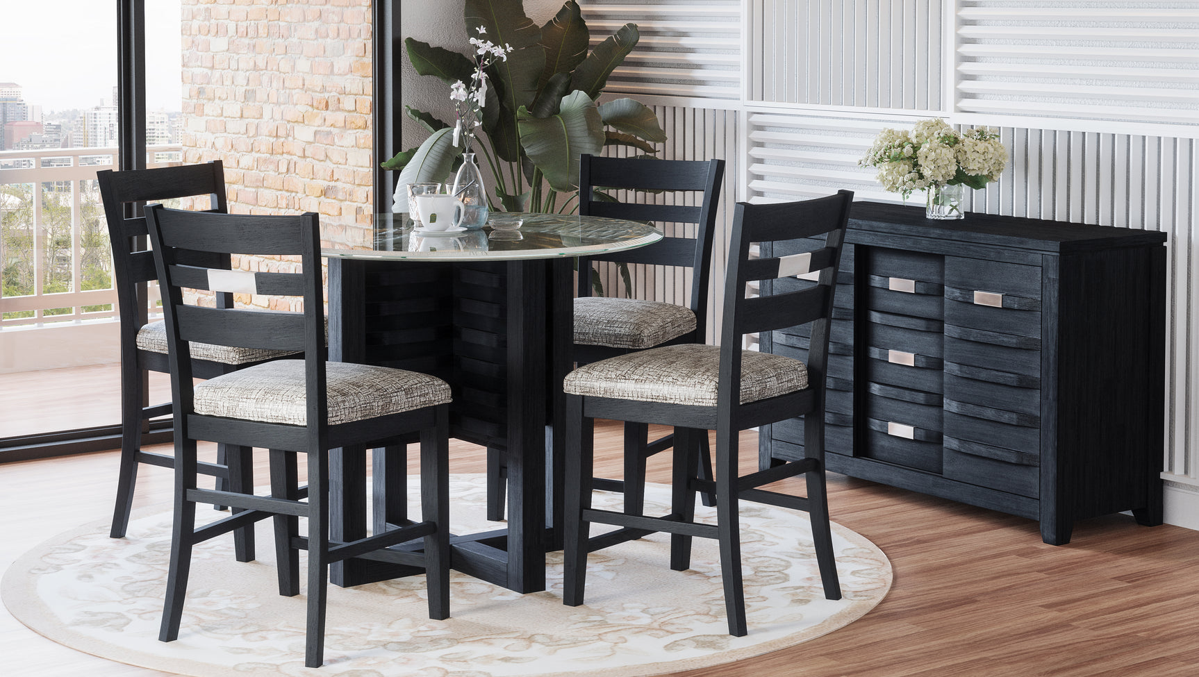 Altamonte Dark Charcoal Round Counter Dining Table