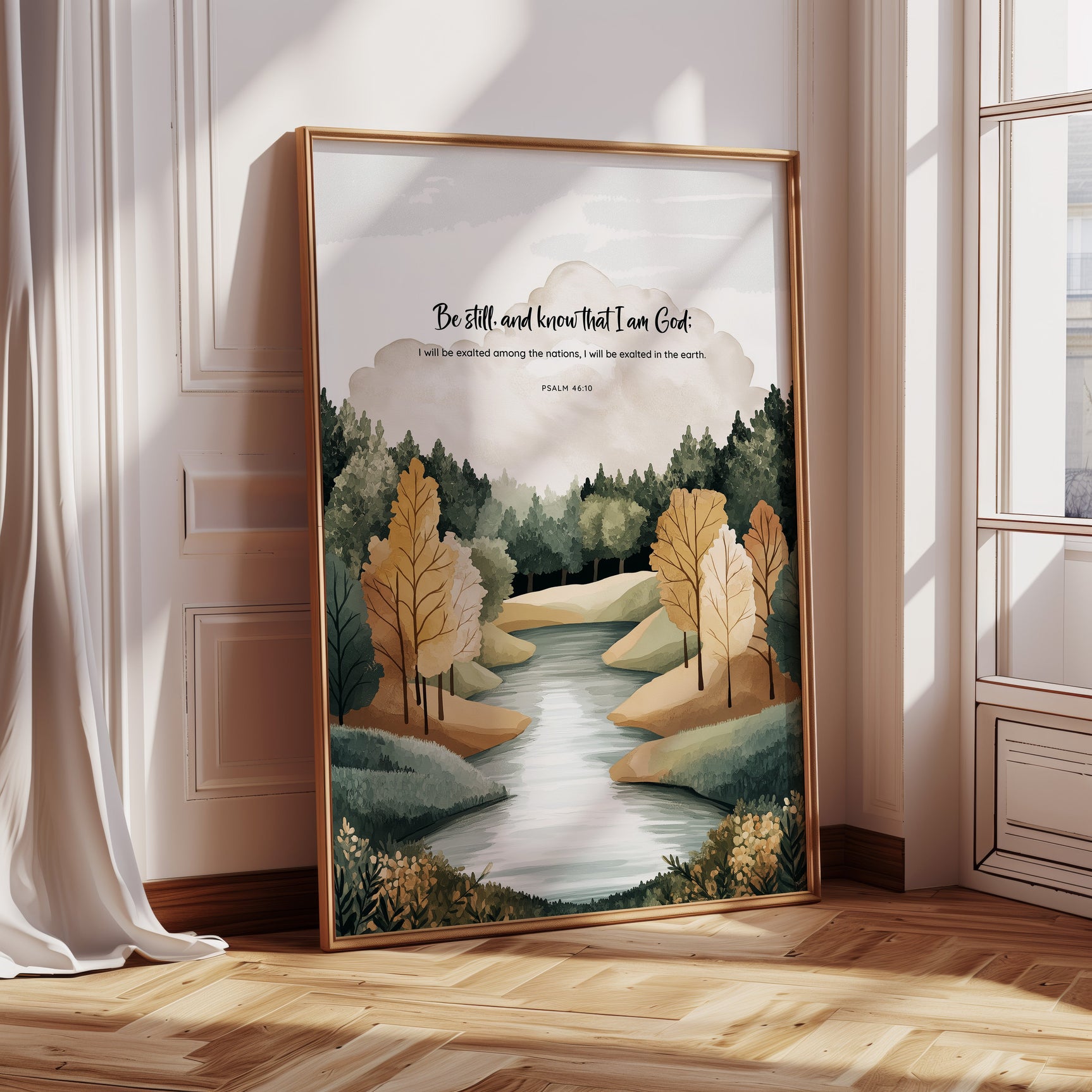 Be Still Autumn River Psalm Print