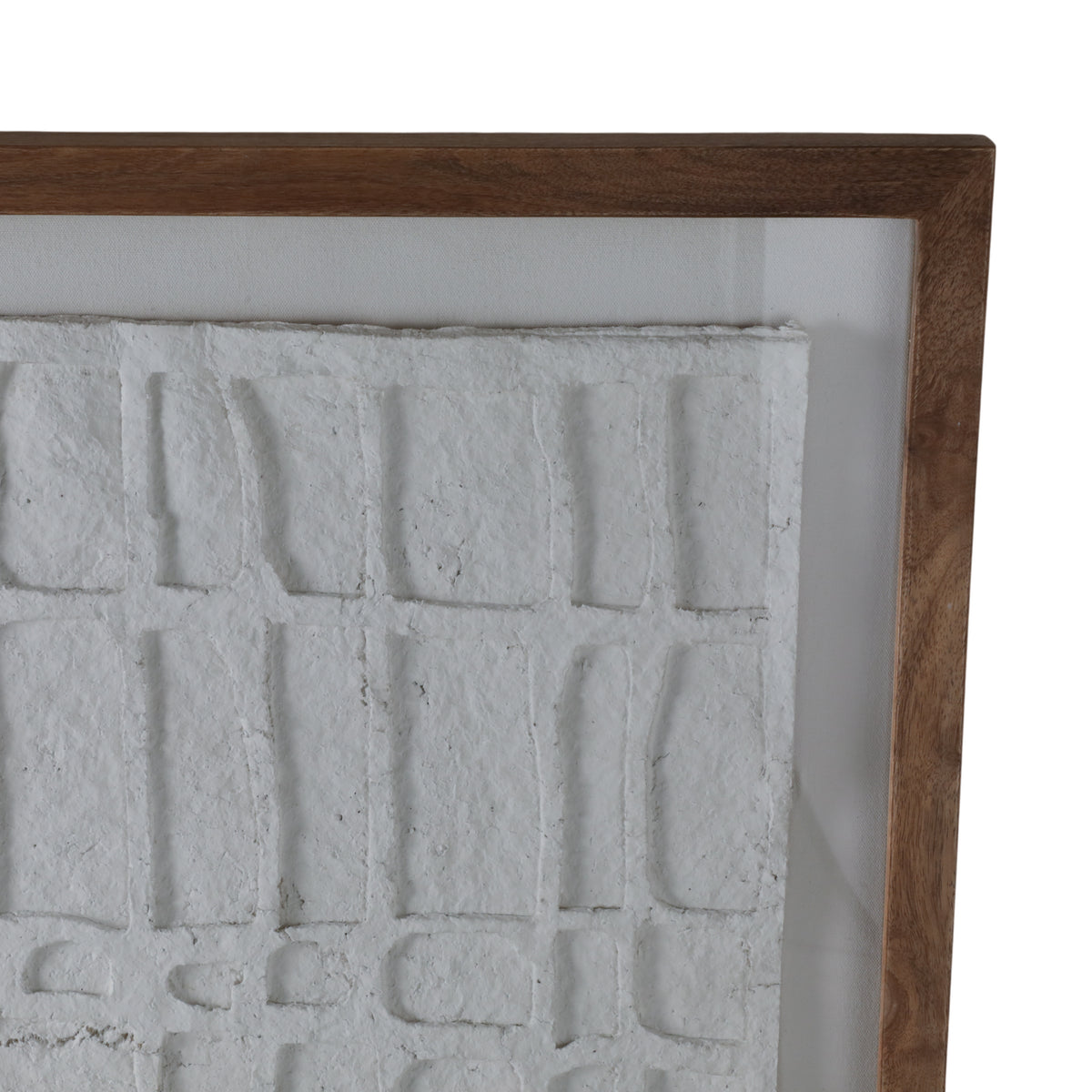 Foxwood White/Brown Paper Mache Wall Art with Wooden Frame and Glass