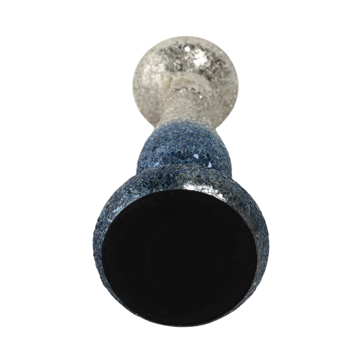 Woodman Silver/Blue Crackle Candle Holder