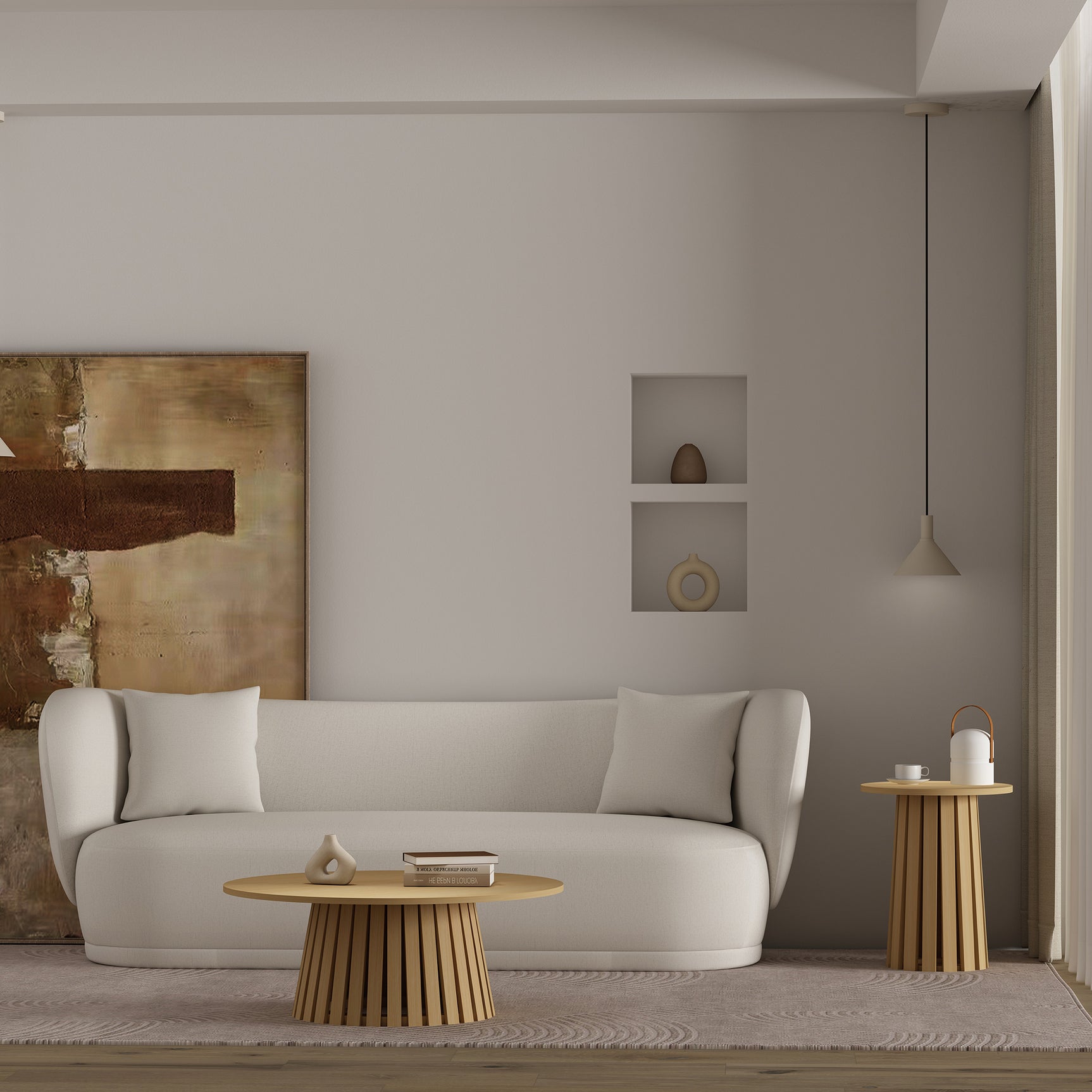 2-Piece Layla Coffee and End Table in Natural Oak - Ornate Home