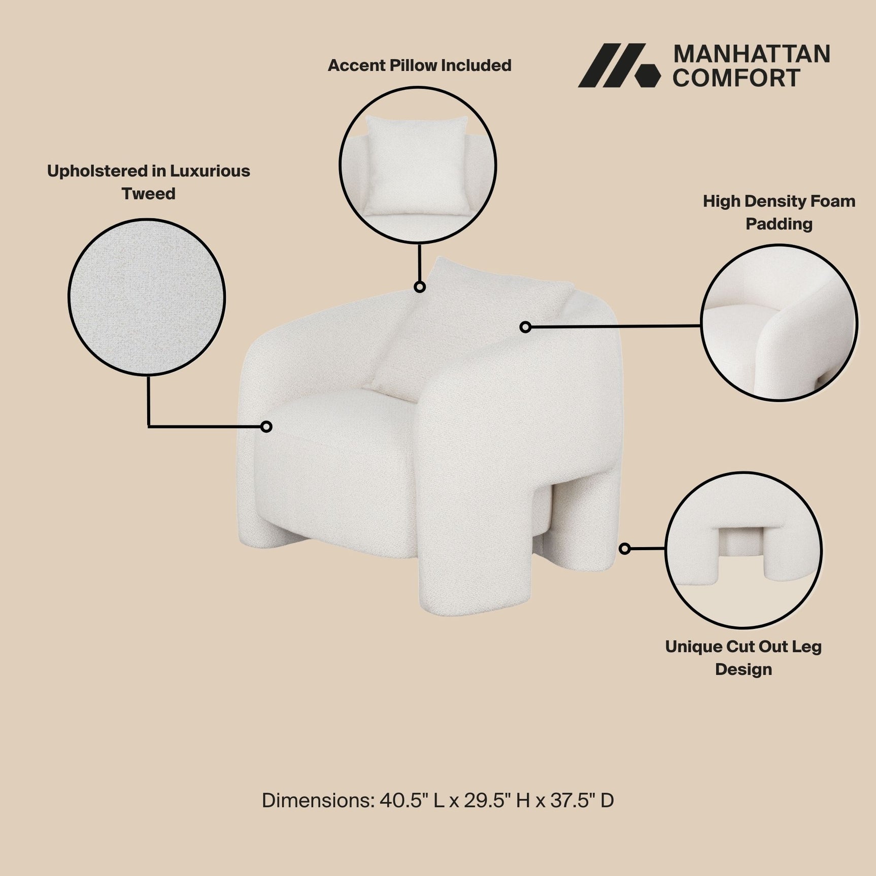 2-Piece Sylvia Sofa and Accent Chair in Angora - Ornate Home
