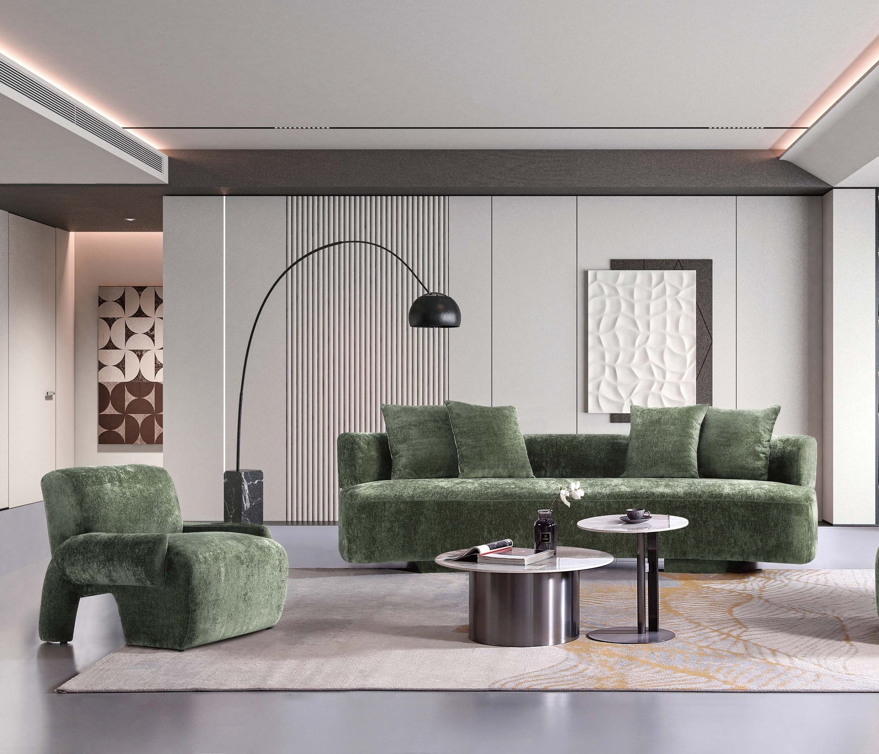 2-Piece Verandah 112" XL Sofa and Accent Chair in Olive Green - Ornate Home