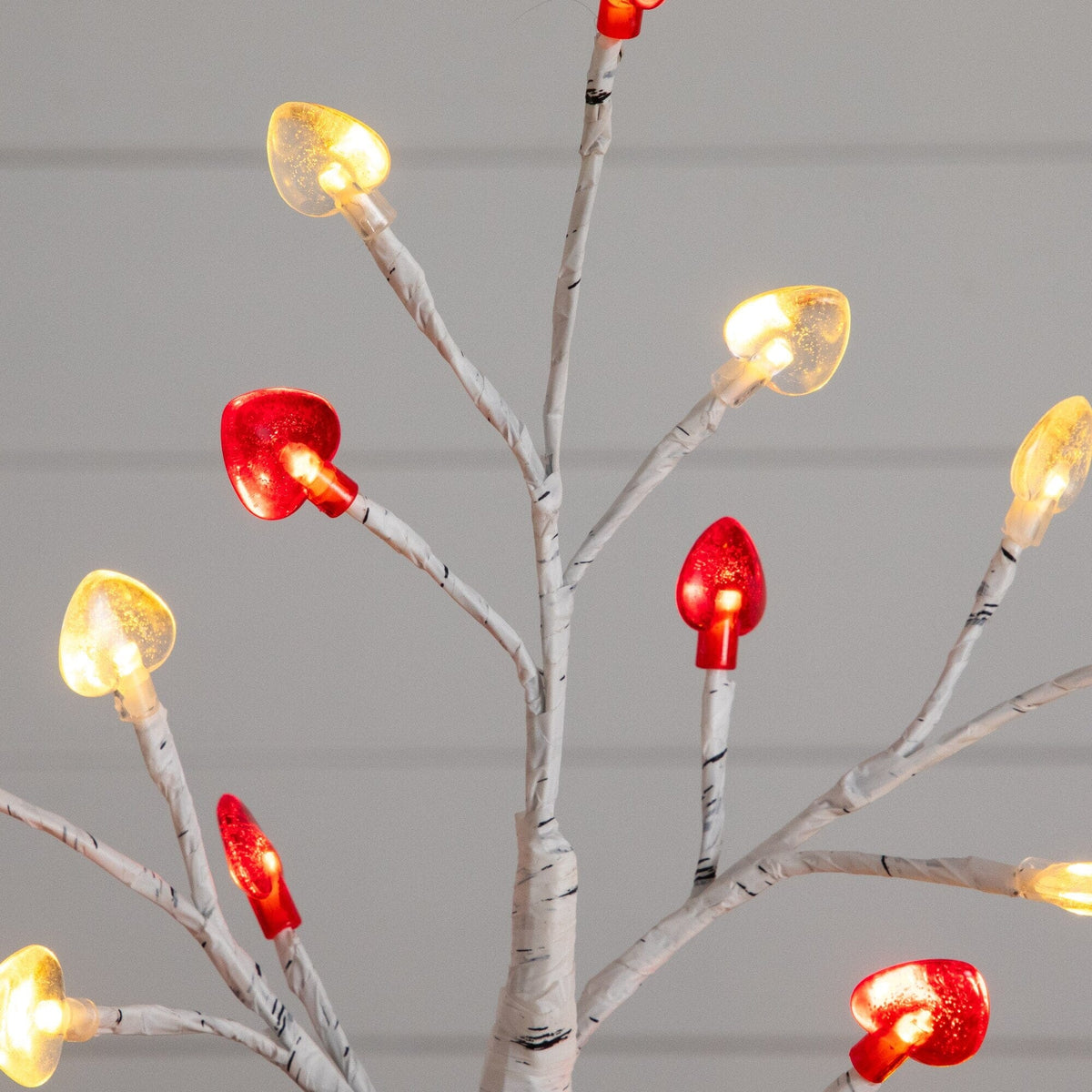 2' Pre-Lit Artificial Valentine's Day Twig Tree with 24 Red & White Heart-Shaped LED Lights