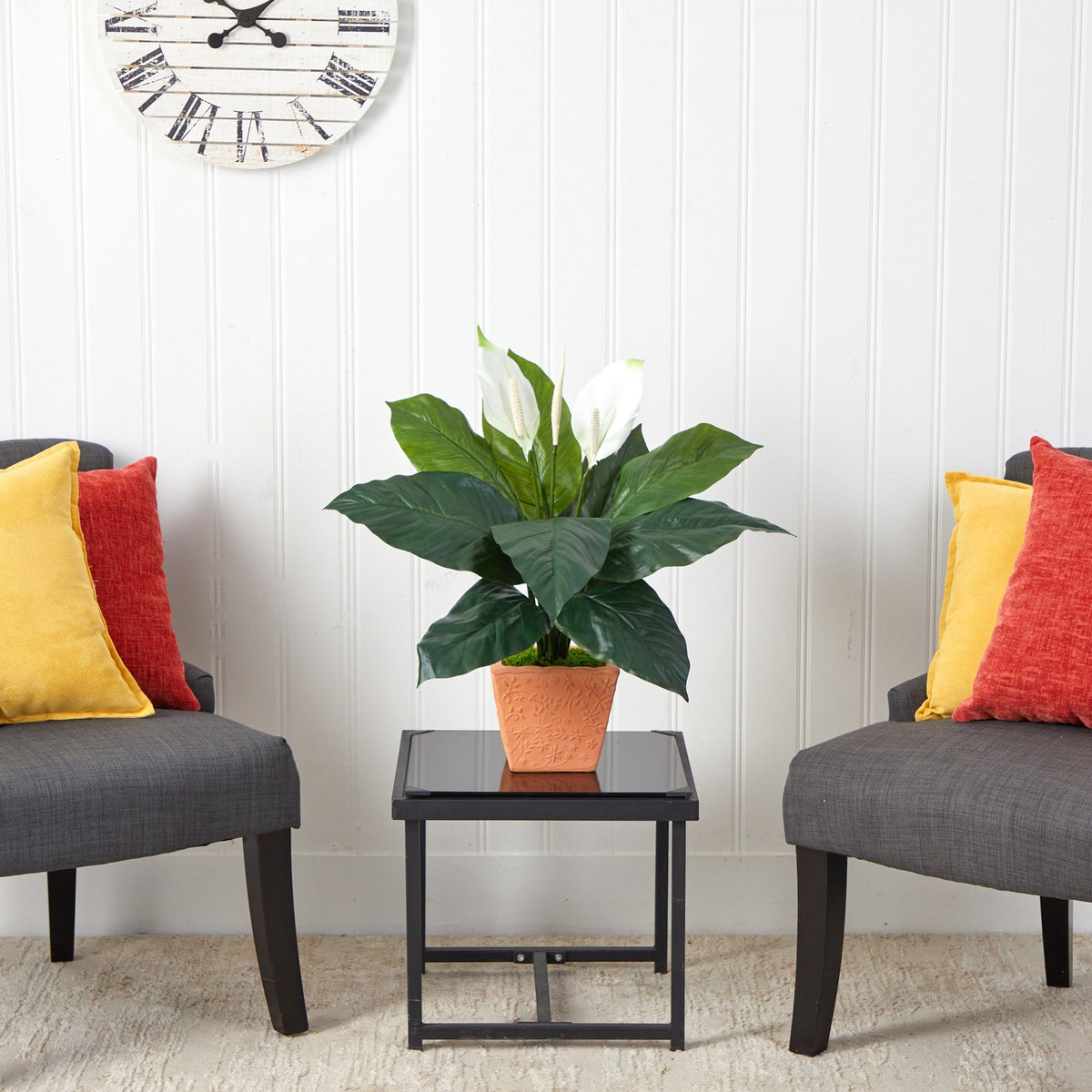 2’ Spathiphyllum Artificial Plant in Terra-Cotta Planter