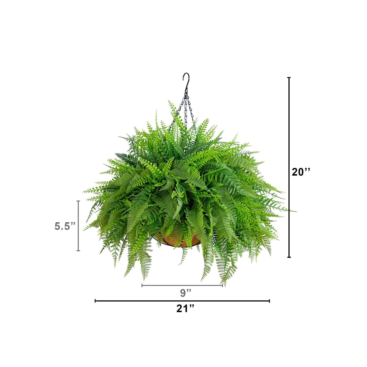 20” UV Resistant Artificial Mixed Fern Hanging Basket (Indoor/Outdoor)