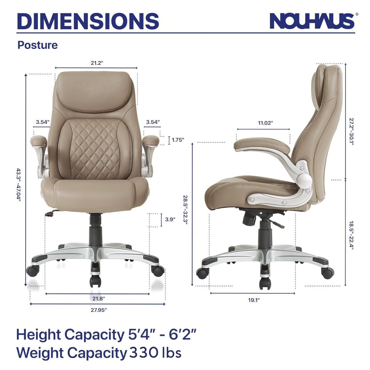 NOUHAUS Posture Ergonomic PU Leather Office Chair
