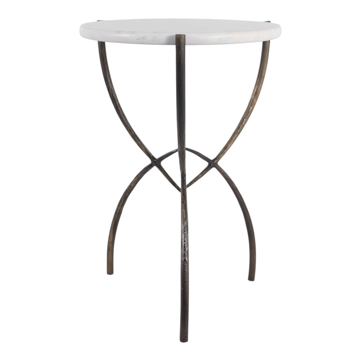 Gorman White/Bronze Accent Table with Curved Legs and Marble