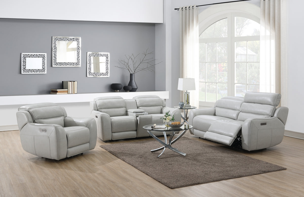Draper Smoke Leatherette Dual Power Reclining Chair