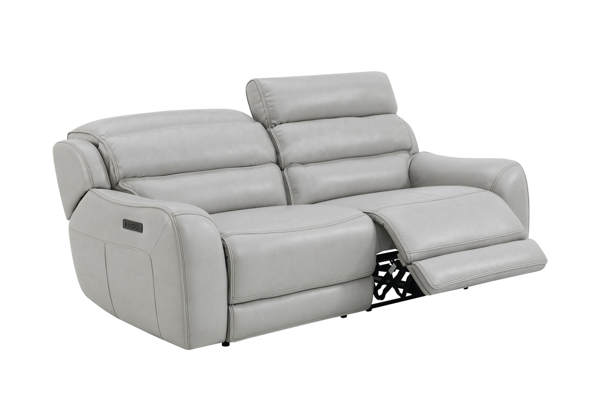 Draper Smoke Leatherette Dual Power Reclining Sofa