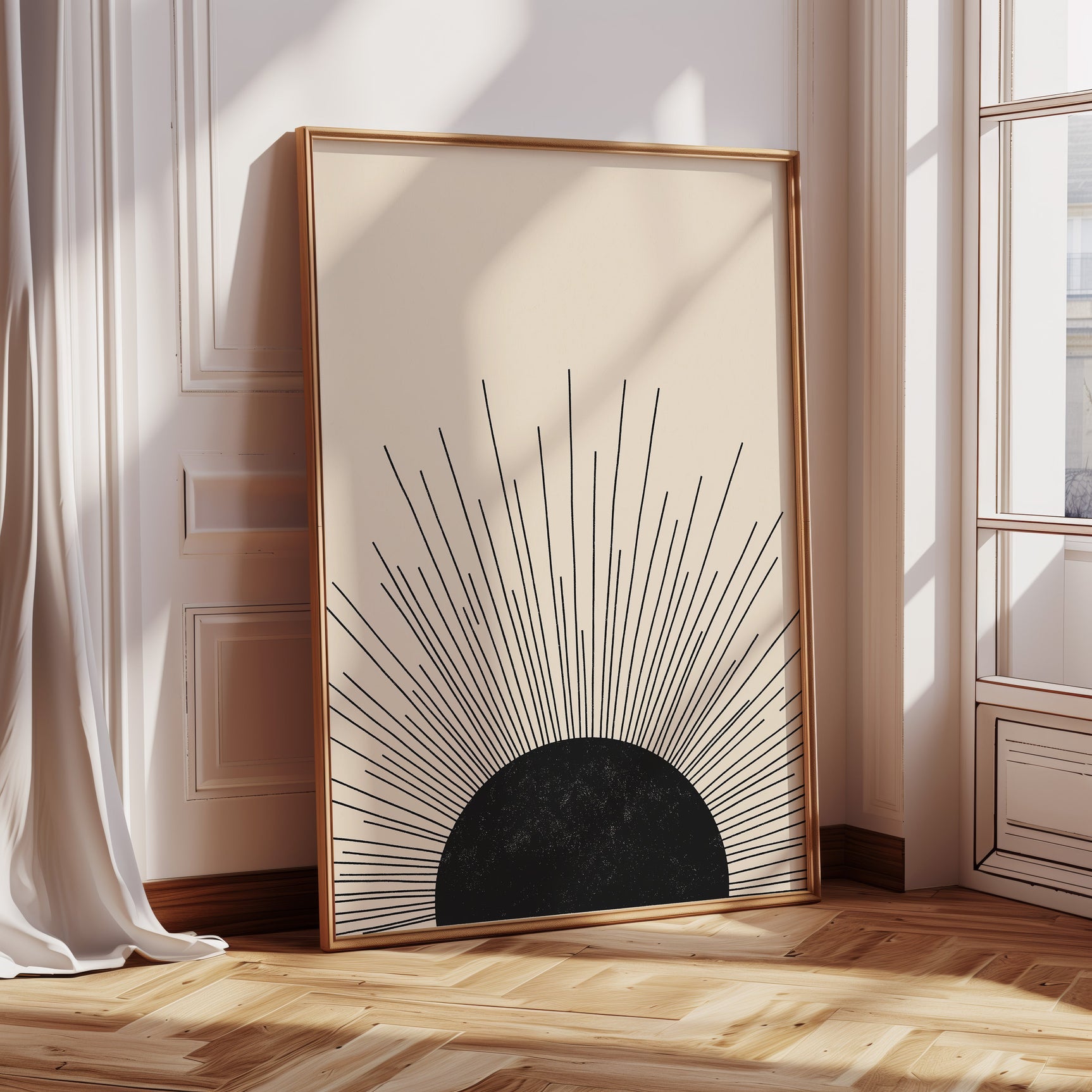 Minimal Black Sunburst Rising