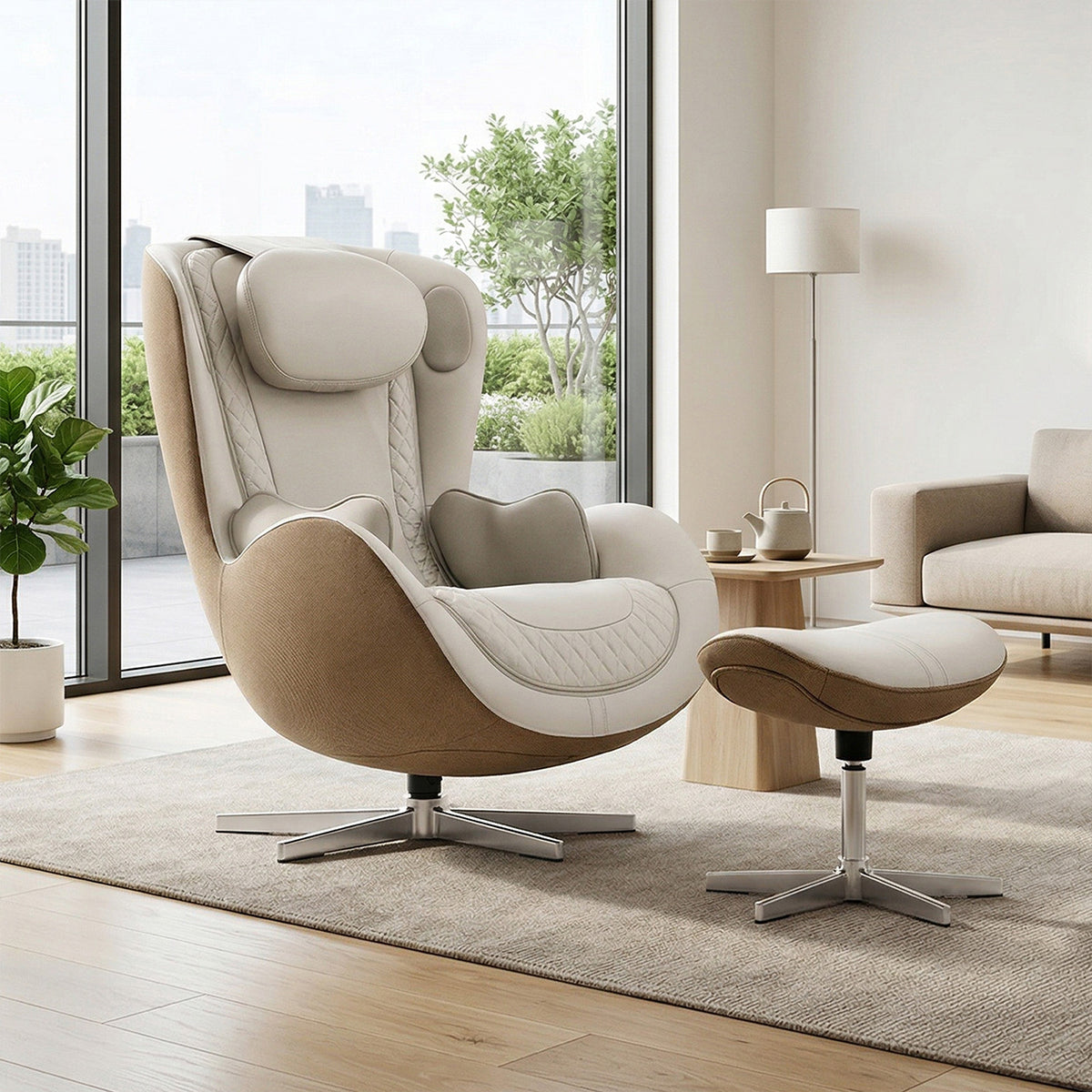 NOUHAUS Nou Campo Massage Chair with Ottoman