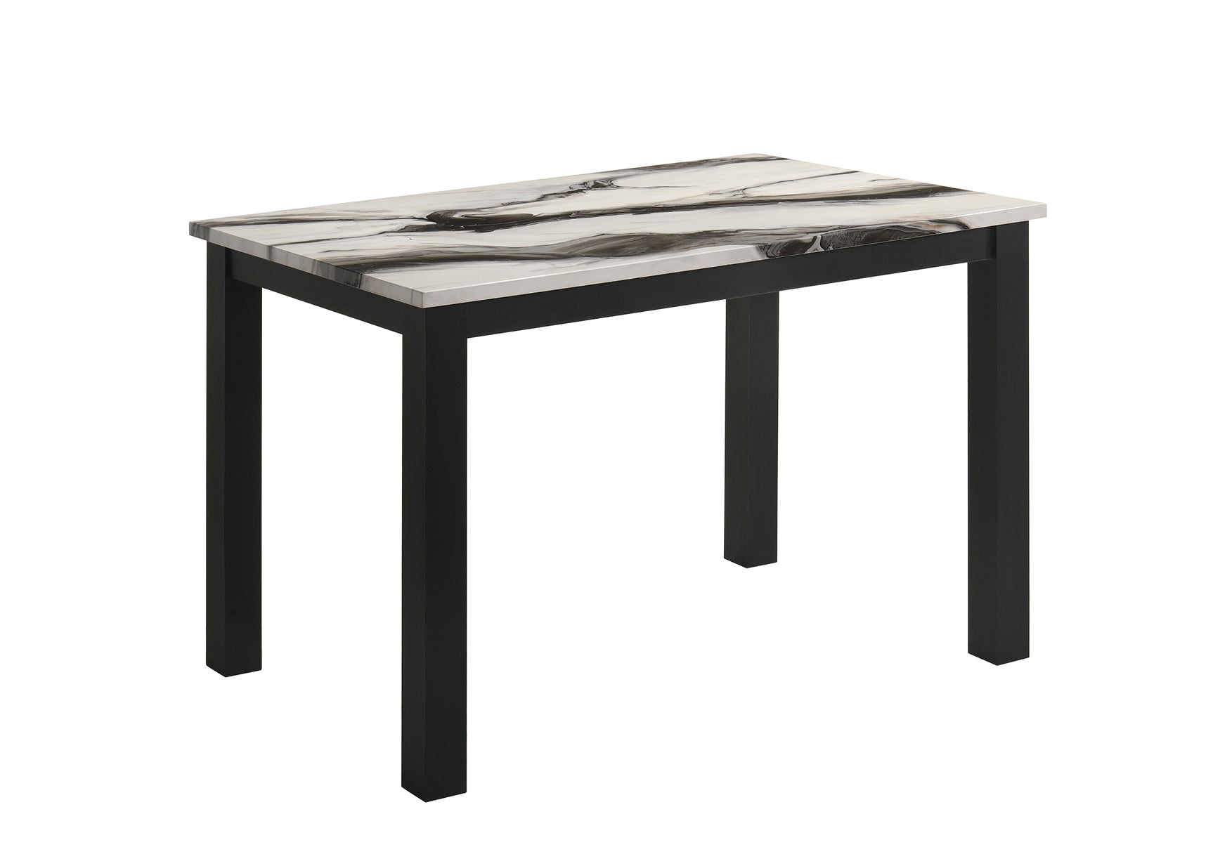 Resia Black/White Faux Marble Top Dining Table