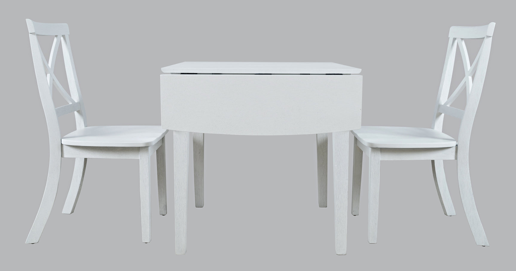 Eastern Tides Blanc Dropleaf Dining Table w/ 2 X-Back Chairs