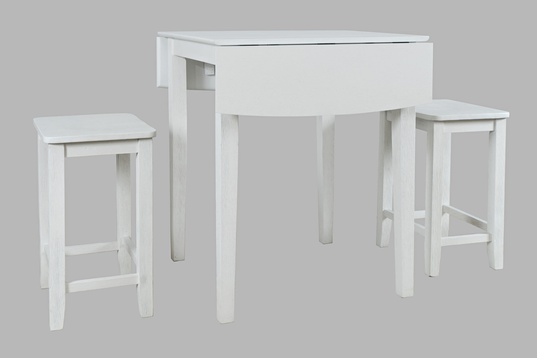 Eastern Tides Blanc Dropleaf Counter Dining Table w/ 2 Backless Stools