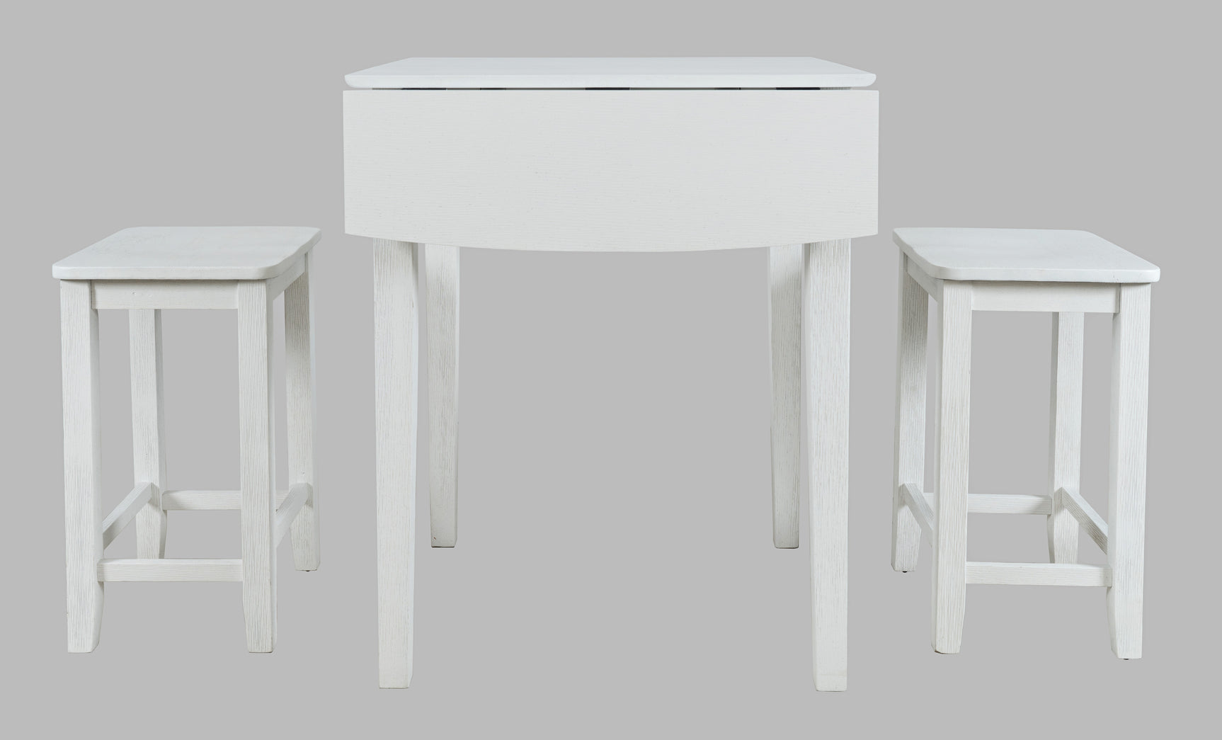 Eastern Tides Blanc Dropleaf Counter Dining Table w/ 2 Backless Stools