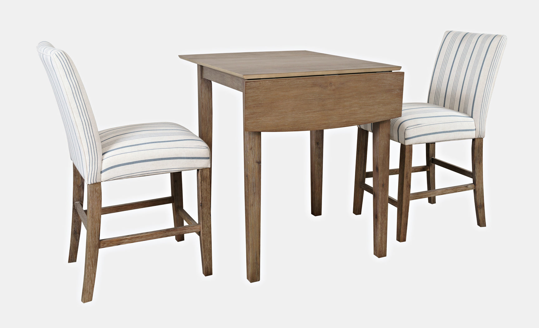 Eastern Tides Bisque Dropleaf Counter Dining Table w/ 2 Uph Stools