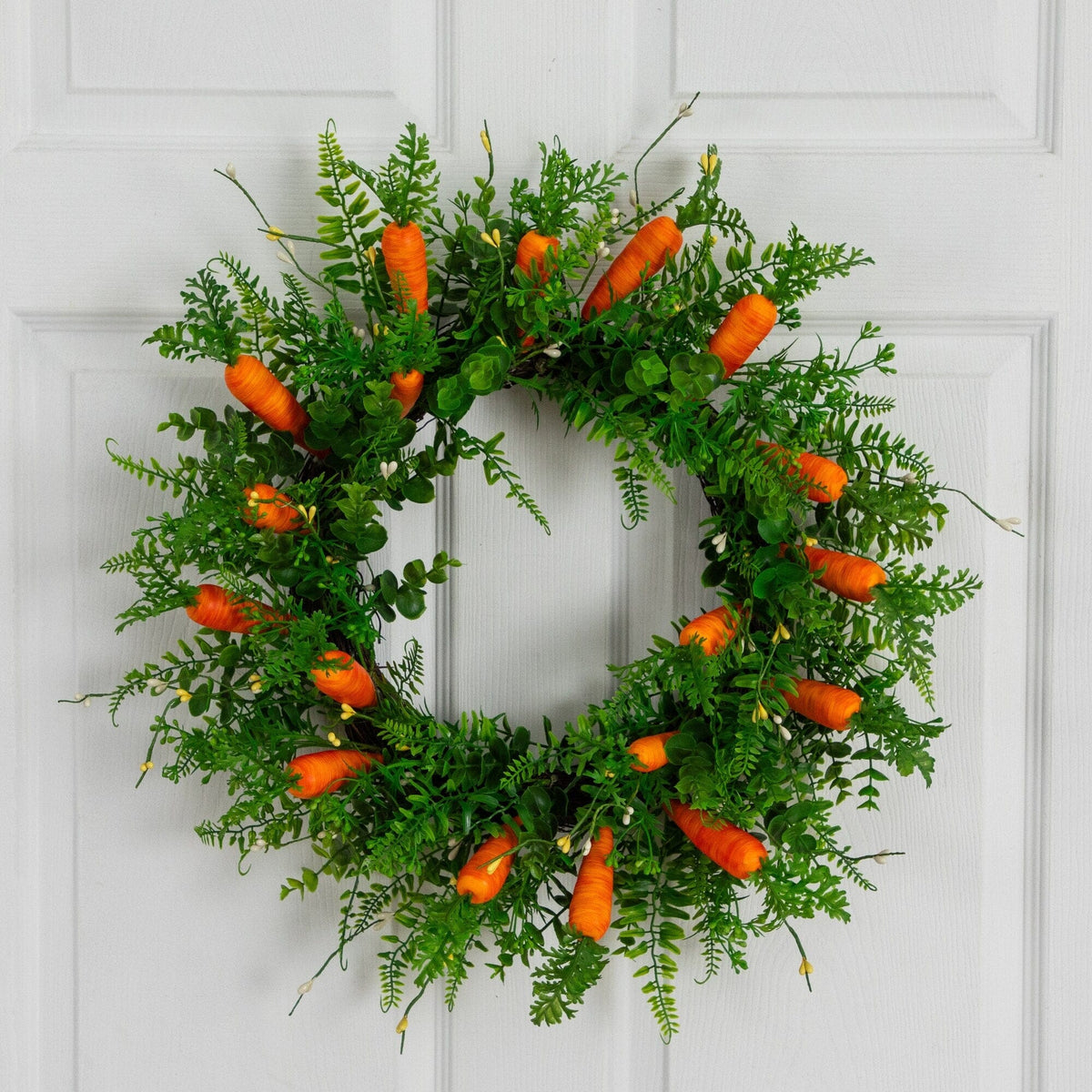 22" Artificial Easter Fern and Carrots Wreath
