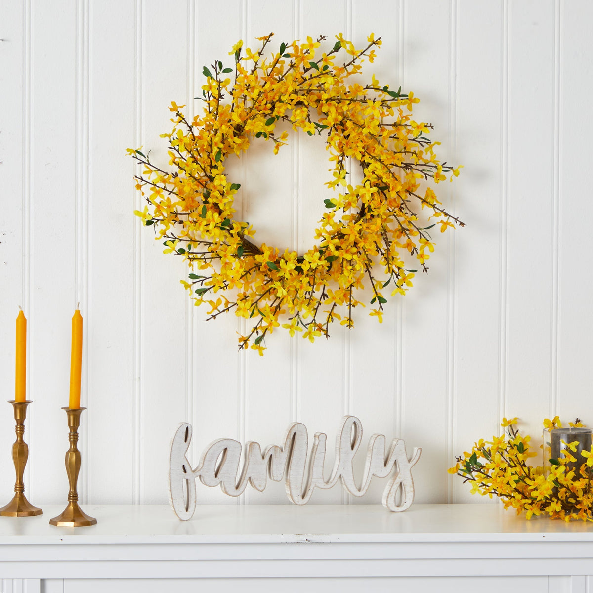 22” Forsythia Artificial Wreath