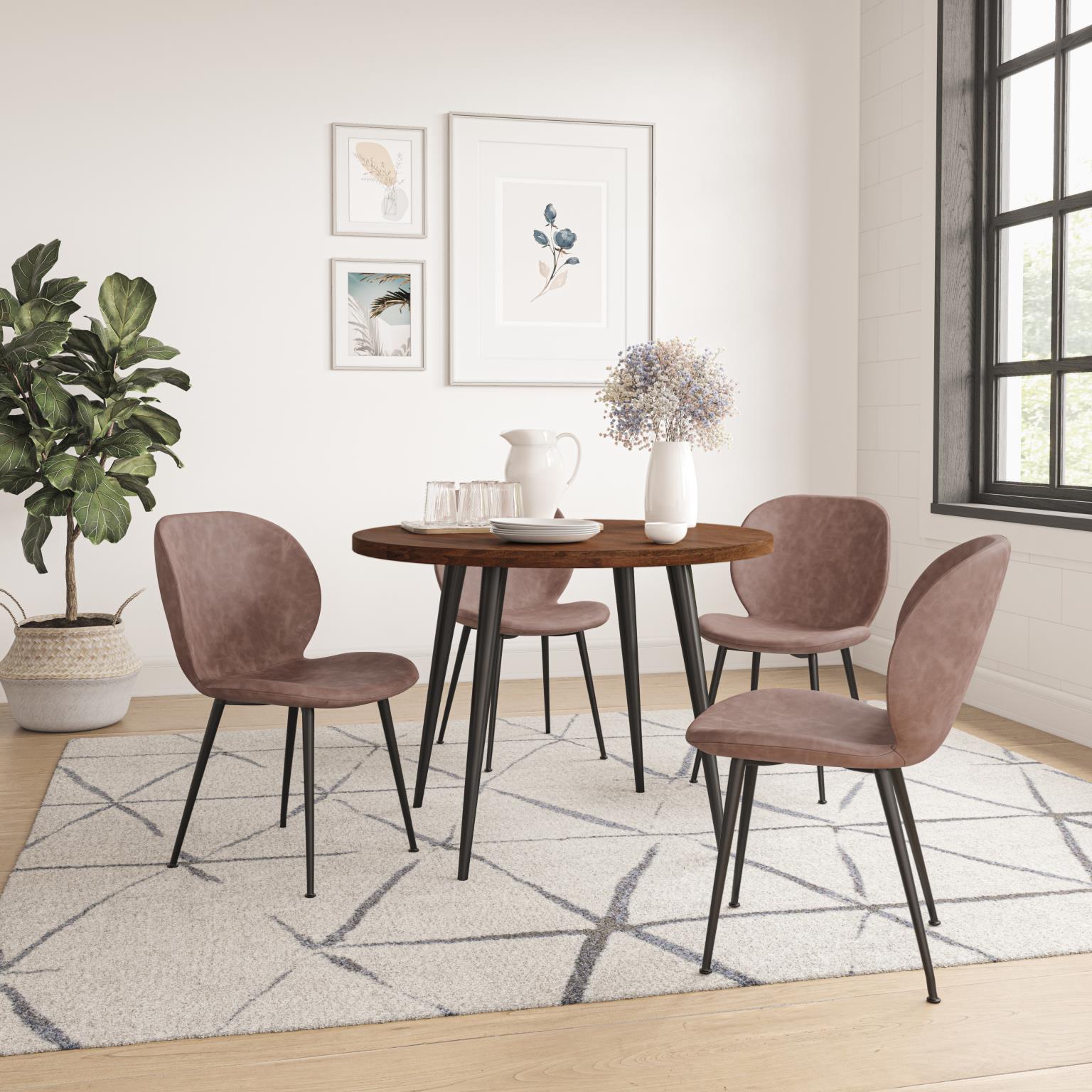 Prelude Walnut Round Dining Table w/ 4 Wright Chairs