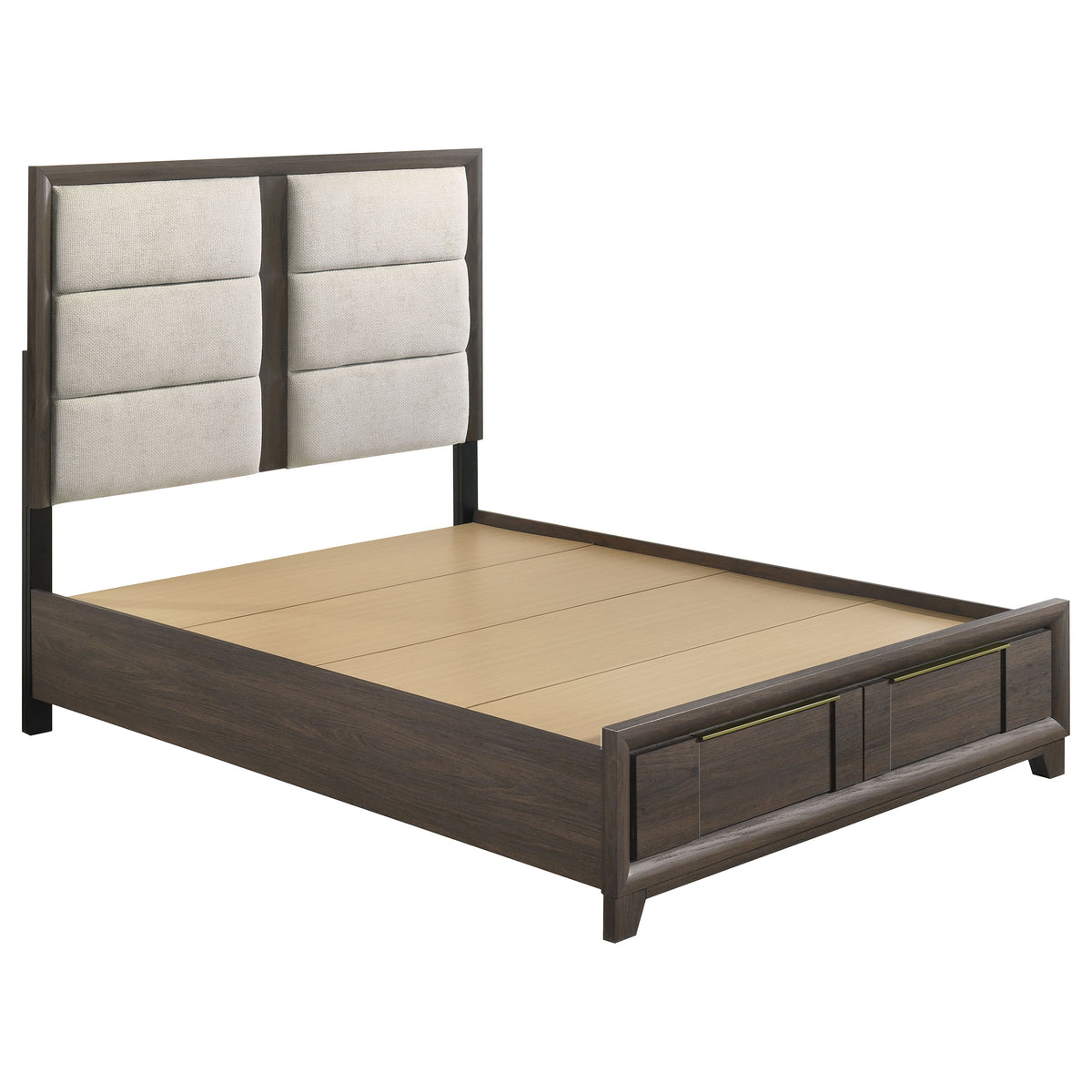 Farre Dark Brown Queen Upholstered Storage Platform Bed