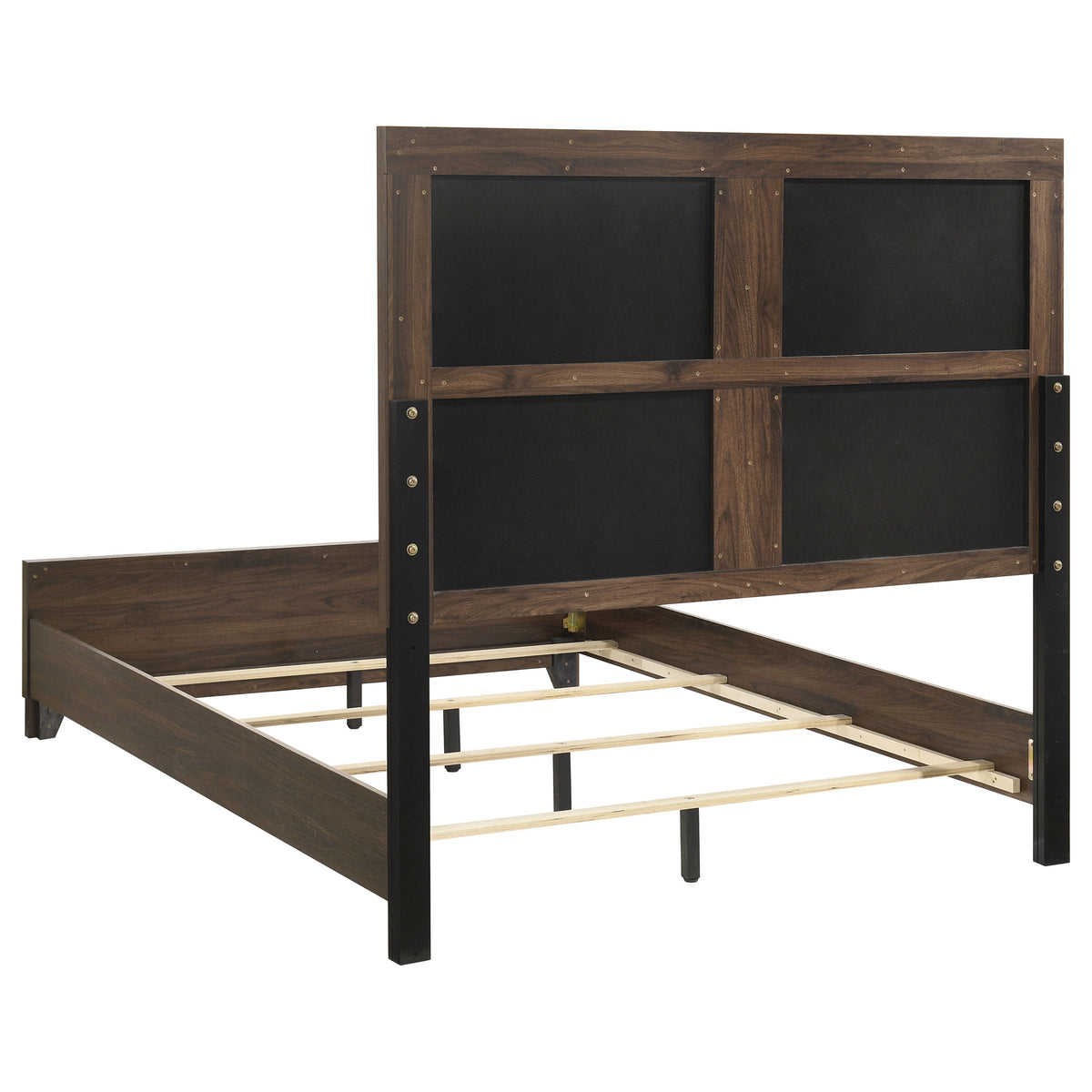 Farre Dark Brown Eastern King Upholstered Platform Panel Bed