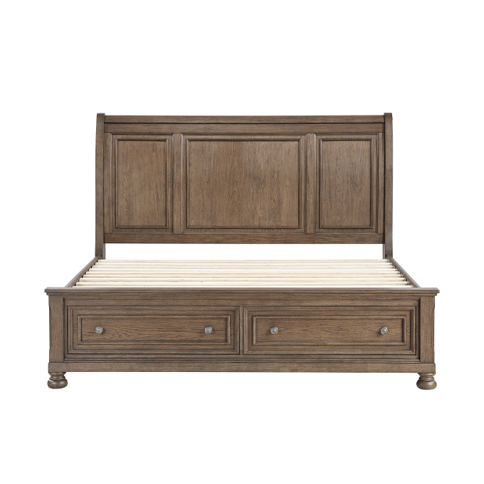 Bethel Brown Queen Platform Bed With Footboard Storage