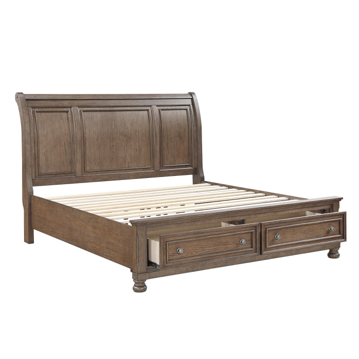 Bethel Brown Queen Platform Bed With Footboard Storage