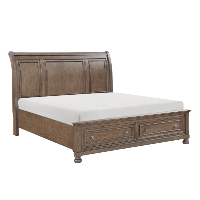 Bethel Brown Queen Platform Bed With Footboard Storage