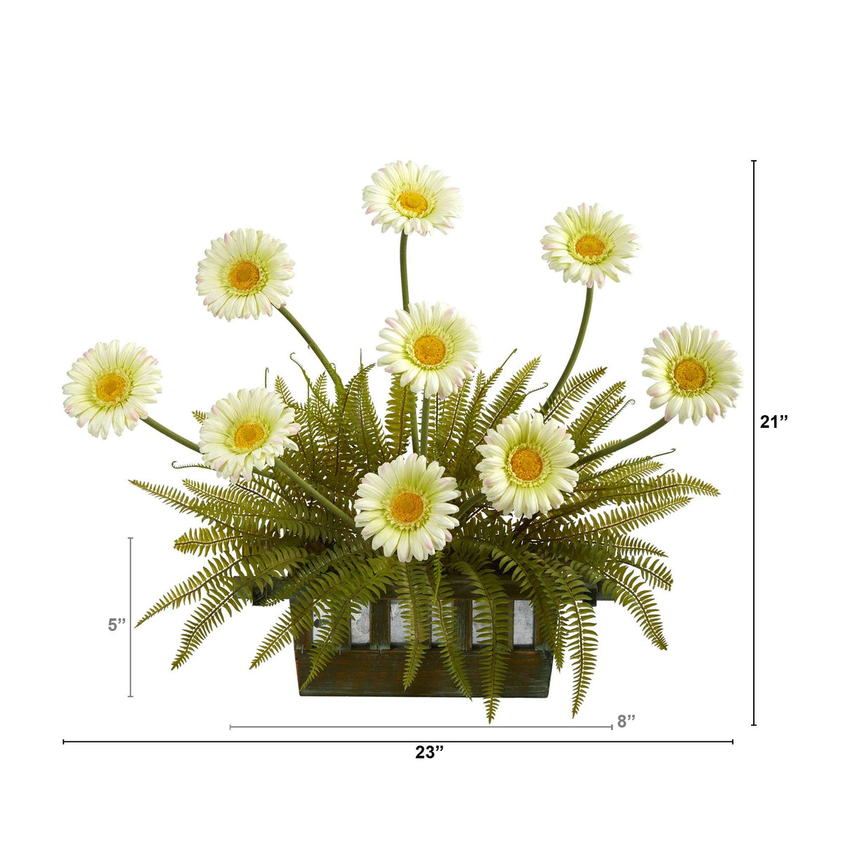 23” Gerber Daisy and Fern Artificial Arrangement in Vase