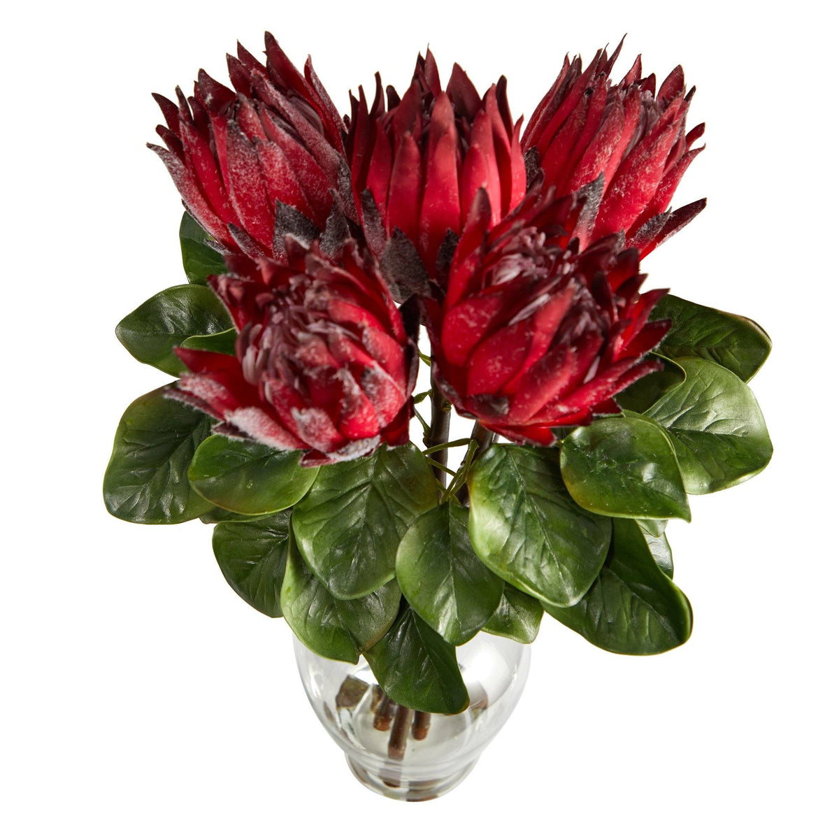 23” King Protea Artificial Arrangement in Glass Vase
