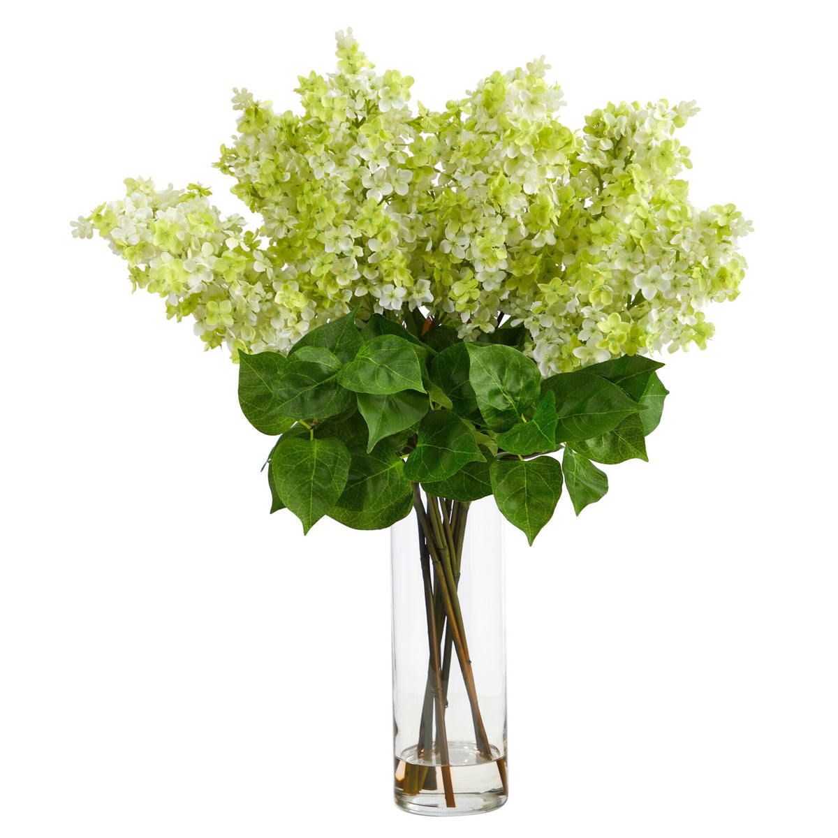 24” Artificial Lilac Arrangement with Cylinder Glass Vase