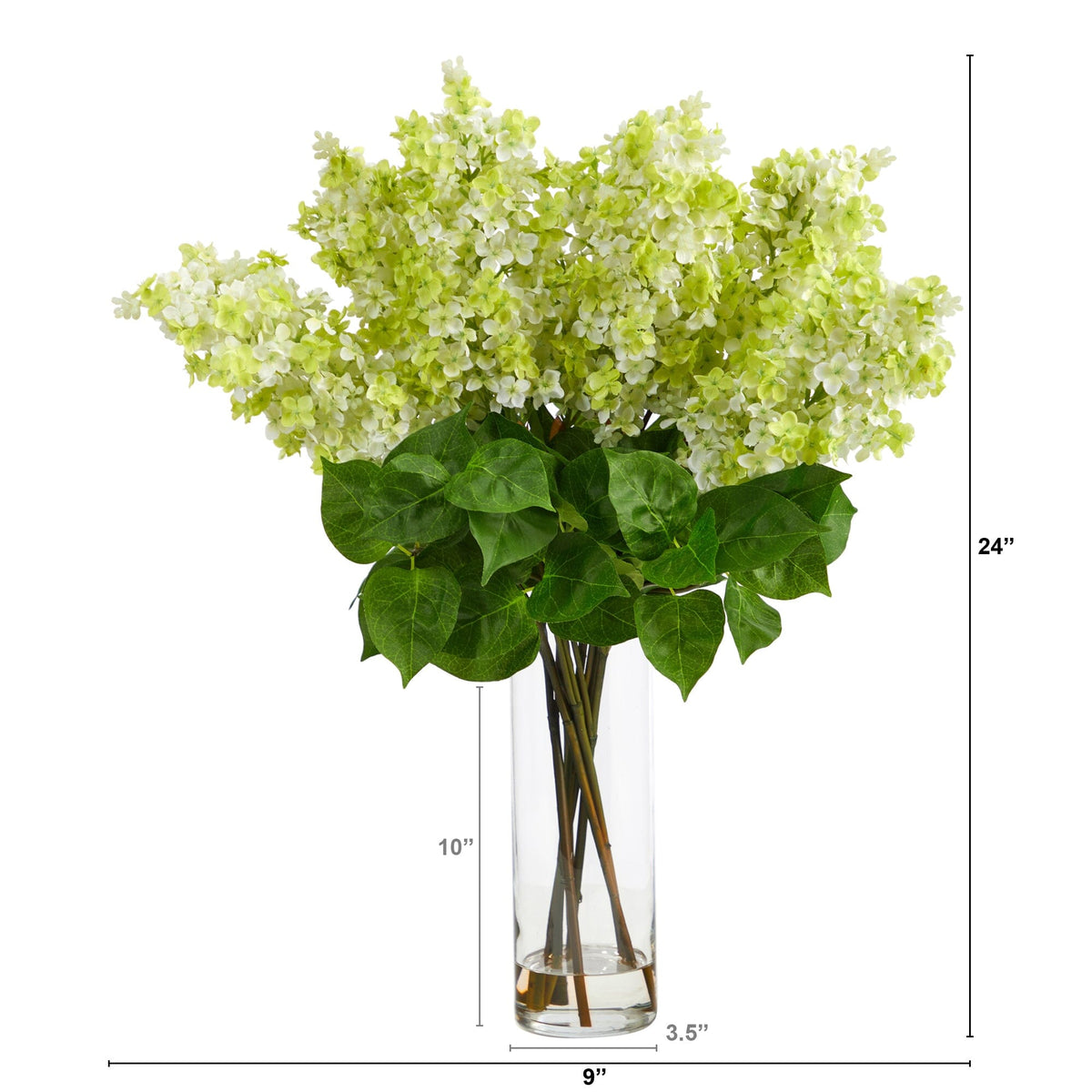 24” Artificial Lilac Arrangement with Cylinder Glass Vase
