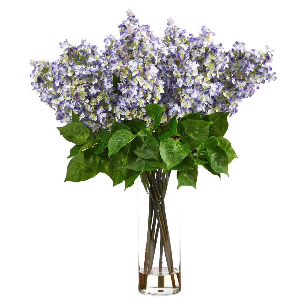 24” Artificial Lilac Arrangement with Cylinder Glass Vase