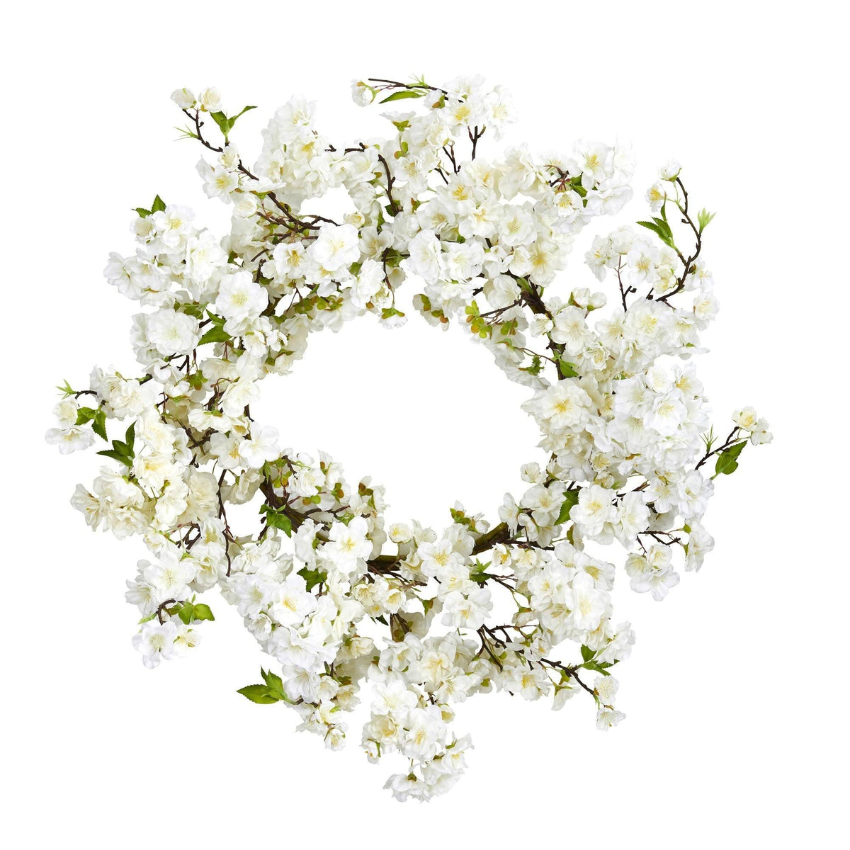 24” White Flower Blossom Wreath