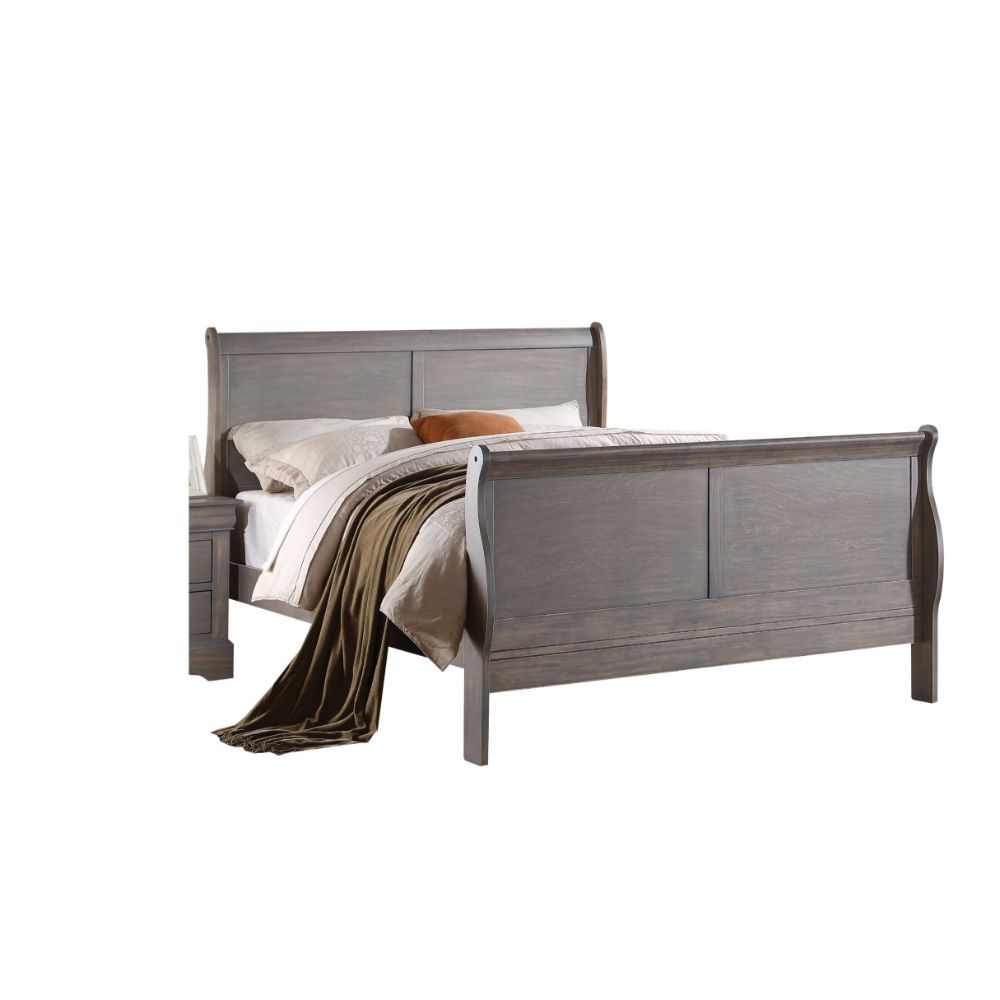 Louis Philippe III Antique Gray Twin Bed