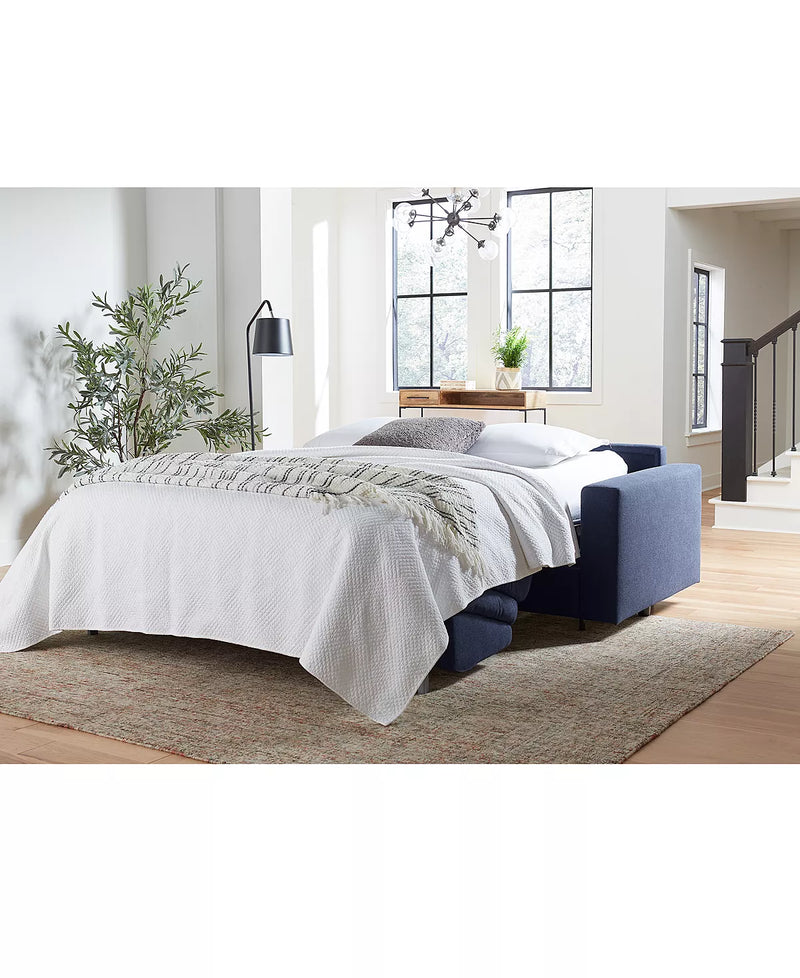 Stearns & Foster® Giorgio Deep Blue Queen Sleeper Sofa w/ Memory Foam Mattress - Ornate Home