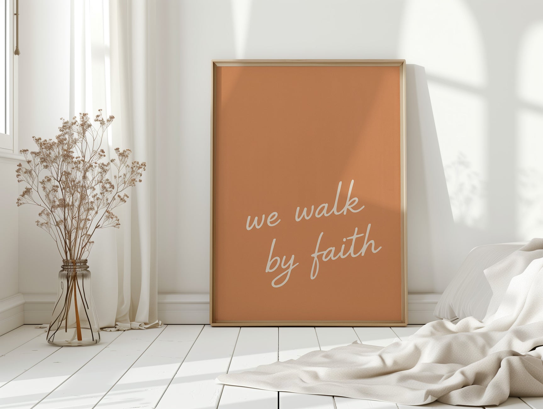 We Walk by Faith Terracotta Print